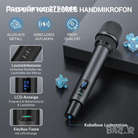 Безжични микрофони TONOR TW790 обхват 80 м. UHF безжична микрофонна система акумулаторна 9 ч. заряд, снимка 10 - Микрофони - 50739066