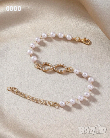 Нежни обеци с перли и гривна, снимка 3 - Бижутерийни комплекти - 44776357