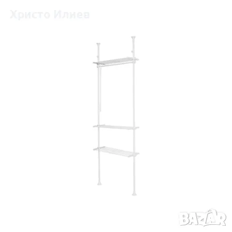 Телескопичен гардероб с 3 рафта и релса бял Livarno Home, снимка 7 - Гардероби - 49460951