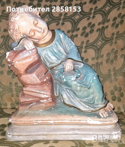 Стара гипсова фигура на малкия Исус който си почива , снимка 7 - Антикварни и старинни предмети - 53236221