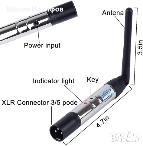 CHINLY DMX512 – Безжичен DMX приемник (2.4G ISM) за LED осветление (DJ, сцена, парти), снимка 3 - Други - 55848798