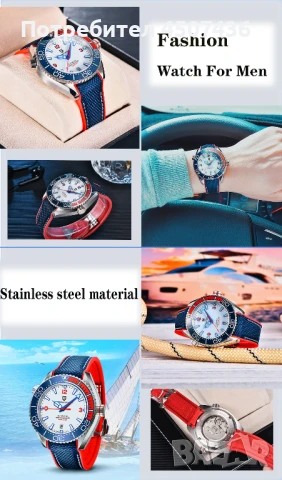 PAGANI DESIGN автоматичен часовник SEIKO NH35, сапфир, неръждаема стомана, водоустойчив, дата, безел, снимка 9 - Мъжки - 51143164