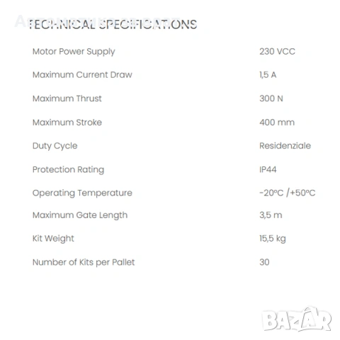 Пълен Комплект Автоматика за двукрили врати на панти с широчина на крилото до 3,5 метра Italy, снимка 4 - Друга електроника - 54083803