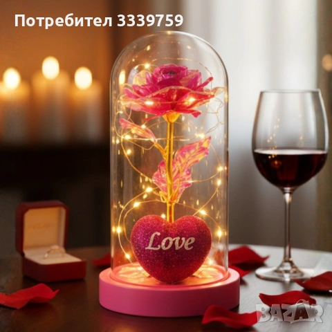 Светеща роза за вечни спомени, снимка 4 - Декорация за дома - 53307135