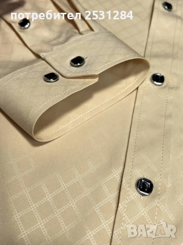 Нова мъжка бежова риза, размер  Л / ХЛ , размер L / XL, снимка 3 - Ризи - 52116600