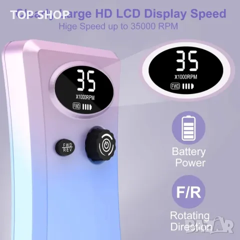 Акумулаторна пила за нокти Cadrim с аксесоари, снимка 6 - Електрически пили за пети - 48668308