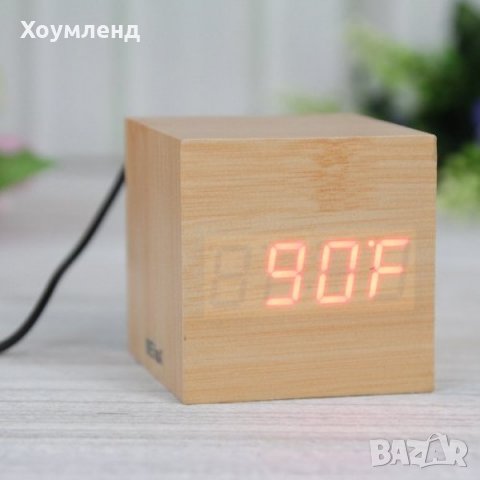 Компактен LED дървен часовник за спалня с 5 функции, снимка 8 - Други - 30927980