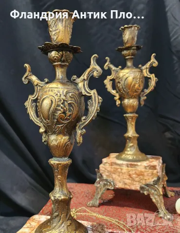 Антикварни свещници от XIX век, снимка 3 - Антикварни и старинни предмети - 49312480