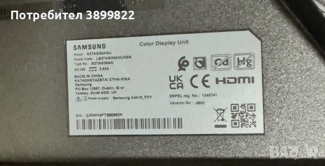 монитор  Samsung Odyssey G3 (модель S27AG320NU), снимка 2 - Монитори - 54323278