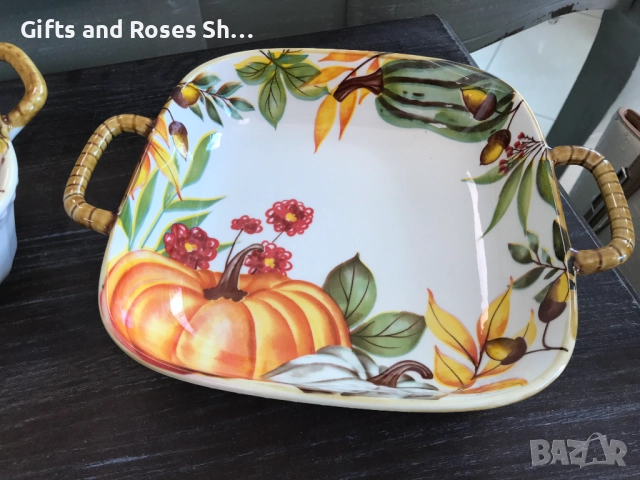 Купи с различни размери - фина керамика с тикви, снимка 1