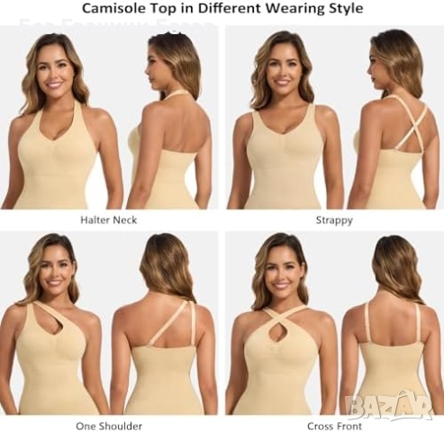 Нов Женски вталяващ потник с подвижни подплънки и еластична материя S, снимка 5 - Потници - 52697696