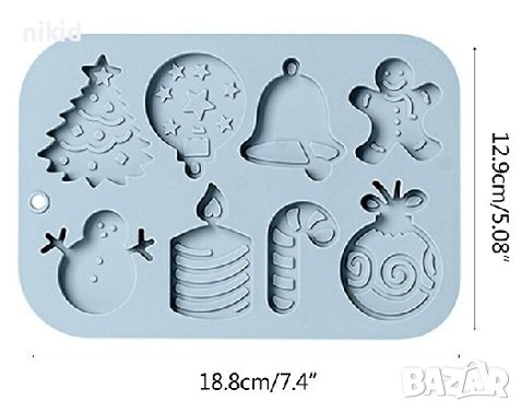 големи коледни елха камбана снежен човек бастун човече топка силиконов молд форма фондан гипс шокола, снимка 2 - Форми - 39008931