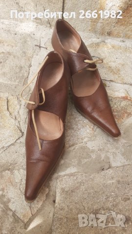 Италиански кафяви обувки на ток, снимка 5 - Дамски обувки на ток - 37199638