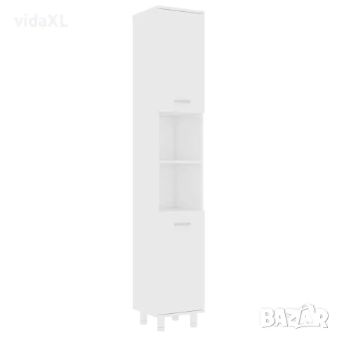 vidaXL Шкаф за баня, бял, 30x30x179 см, инженерно дърво