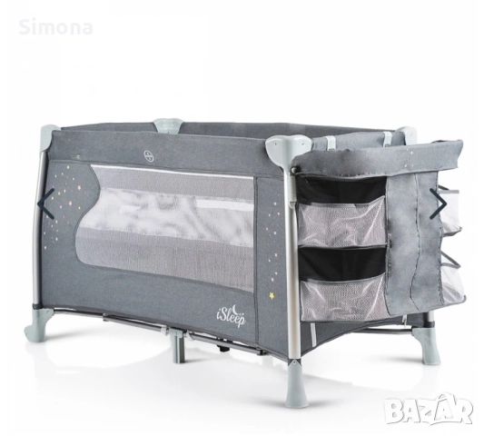 Бебешка кошара CANGAROO Isleep сива, снимка 4 - Кошарки - 52178829