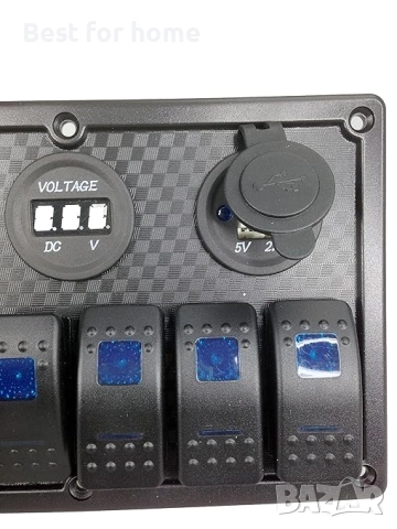 Pactrade Marine, 6-полюсен, син LED панел с лостов превключвател, USB, снимка 3 - Аксесоари и консумативи - 52807521