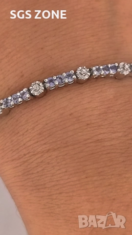 Нежна гривна с танзанити от Тайланд, снимка 9 - Гривни - 52720062