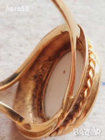 Златен 18к пръстен с камея , снимка 6 - Пръстени - 44478387