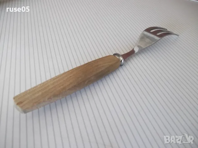 Вилица "ROSTFRI SWEDEN" с дървена дръжка, снимка 7 - Прибори за хранене, готвене и сервиране - 50367095