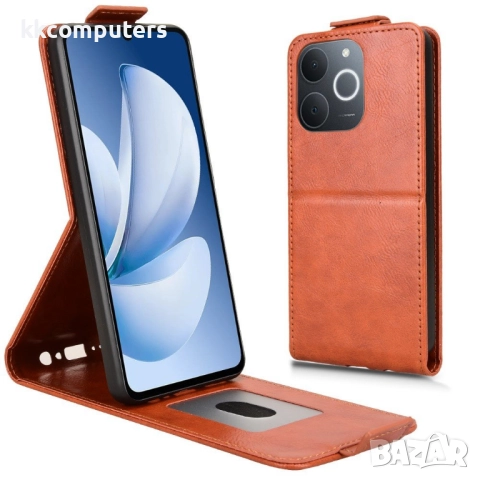 Realme Note 70T / Realme C71- Кожен калъф с магнитен клип, Стенд и Холдер за Карти + Протектор | Цвя, снимка 3 - Калъфи, кейсове - 52121255