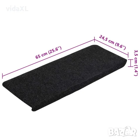 vidaXL Самозалепващи стелки за стълби, 15 бр, 65x24,5x3,5 см, черни, снимка 9 - Изтривалки - 56147149