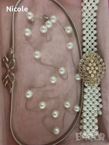 Уникални дамски колани-златни, сребърни, перлени, еластични, с регулиране на закопчаването, снимка 11 - Колани - 50830001