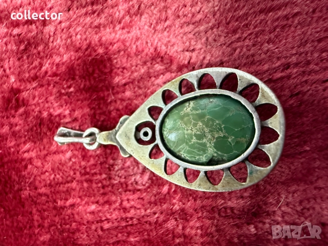 Сребърен медальон / колие с Варисцит и марказити. №7473, снимка 7 - Колекции - 52040910