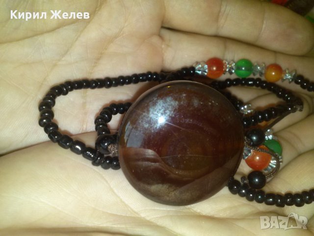 ПРЕКРАСНО МЪНИСТЕНО КОЛИЕ с МЕДАЛЬОН ЕСТЕСТВЕН КАРНЕОЛ 74581, снимка 7 - Колиета, медальони, синджири - 29555676