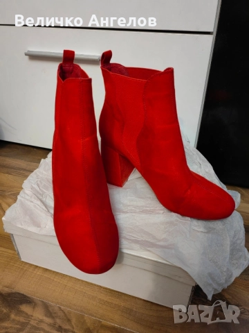 Продавам велурени червени боти H&M