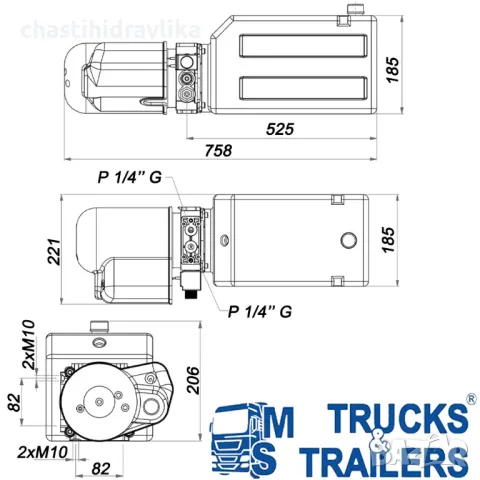 Електрическа хидравлична помпа GHIM 24V 2000W 11L GPP24V11L, снимка 2 - Части - 48767064