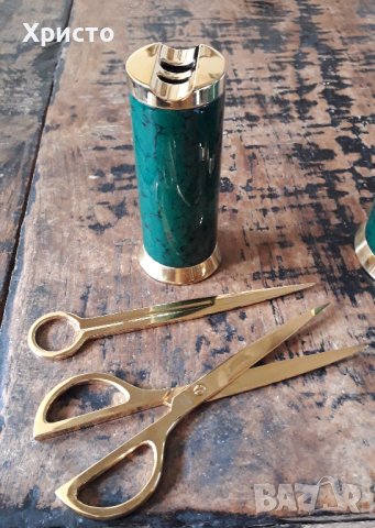 нож и ножица комплект Лерхе Lerche Солинген Solingen с 24 карата златно покритие и китайски лак, снимка 5 - Антикварни и старинни предмети - 31544226
