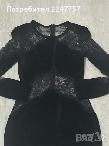 Черна къса рокля кадифе размер S, снимка 2 - Рокли - 38884817