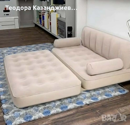 Двоен надуваем матрак с разтегателен диван за спане, снимка 2 - Дивани и мека мебел - 53088020