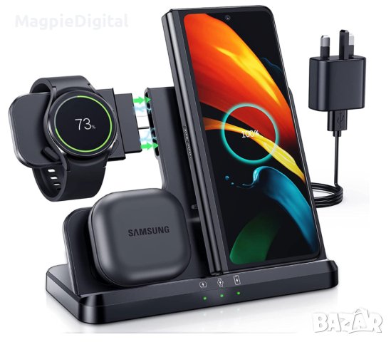 Безжично Зарядно за Samsung 3 в 1 (за телефон, часовник, слушалки), снимка 7 - Калъфи, кейсове - 40432230