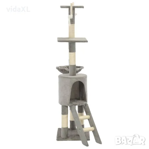 vidaXL Котешко дърво със сизалени стълбове, 138 см, сиво, снимка 4 - За котки - 56146225