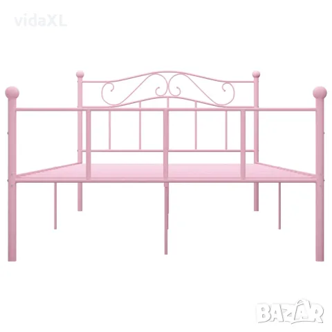 vidaXL Рамка за легло, розова, метал, 160x200 см, снимка 2 - Спални и легла - 56146500