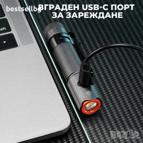 Мощен ръчен фенер 1500 лумена за къмпинг лов риболов туризъм палатка USB-C магнит YEMAO M52, снимка 7 - Къмпинг осветление - 54109837