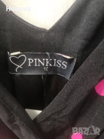 Нова Рокля на точки, черно и циклама, размер М- L, снимка 2 - Рокли - 40654109