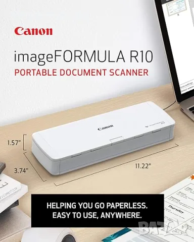 Canon imageFORMULA R10 - Преносим скенер за документи, захранван от USB