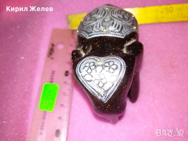 ДЪРВЕНА КОЛЕКЦИОНЕРСКА ФИГУРКА СЛОНЧЕ РЪЧНА ИЗРАБОТКА с ОРНАМЕНТИРАН МЕТАЛЕН ОБКОВ 42910, снимка 4 - Статуетки - 44312521