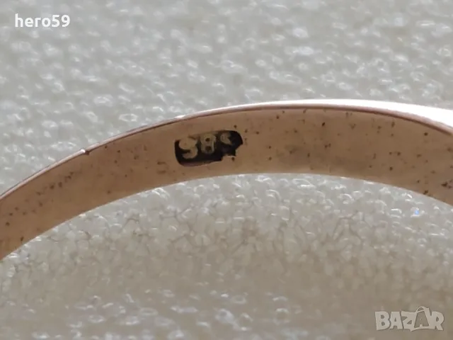 Стар златен 14к дамски пръстен с натурални рубини и диаманти, снимка 5 - Пръстени - 49116396