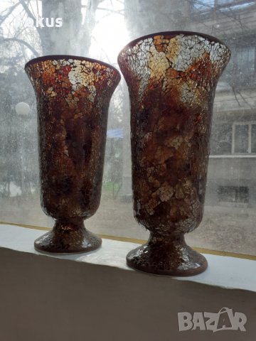 Две страхотни големи вази стъклена мозайка Уникати, снимка 5 - Антикварни и старинни предмети - 35254504