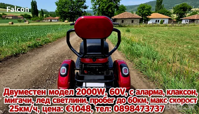 Електрическа триколка Pudding max 2000W двуместен модел , снимка 11 - Мотоциклети и мототехника - 56025053