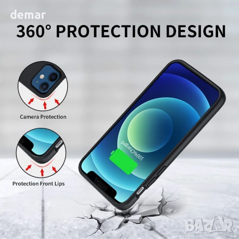 YISHDA калъф с батерия за iPhone 12 Mini/13 Mini (5.4 инча, черен), 6800mAh, снимка 2 - Калъфи, кейсове - 50687836