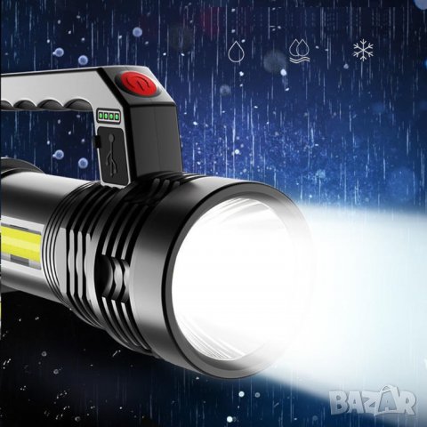 Соларен мощен LED фенер (LED-P500 диод) с вградена батерия и USB зареждане, снимка 4 - Къмпинг осветление - 36710578