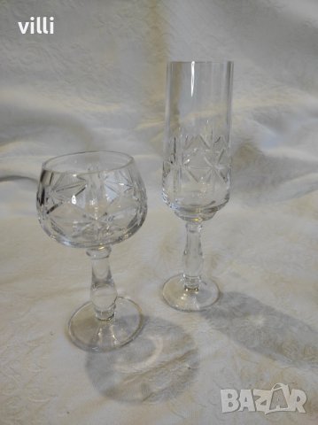 Чаши за аперитив и шампанско / вино от оловен криста, снимка 4 - Чаши - 39480399