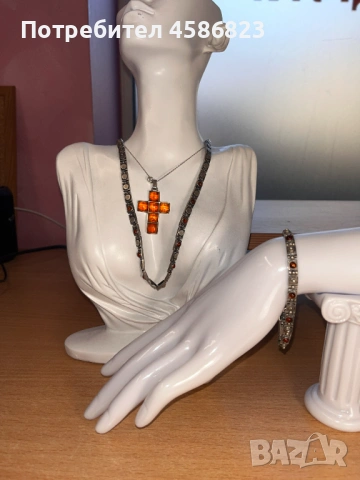 ✨ Сребърен комплект с кехлибар – 3 броя ✨