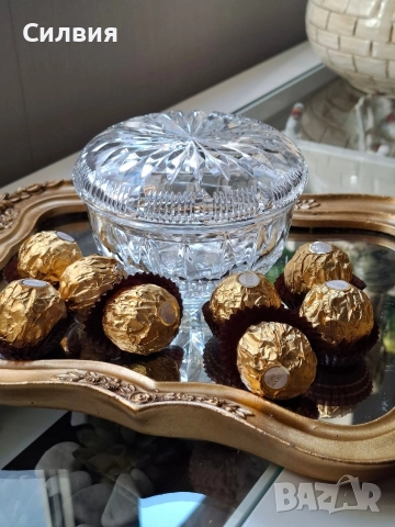 Малка кристална купа с капак , снимка 4 - Декорация за дома - 52921464