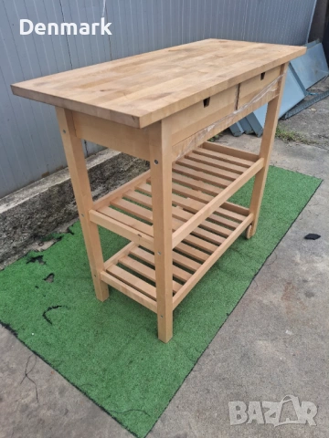 Дървена маса с колелца, снимка 2 - Маси - 54208017