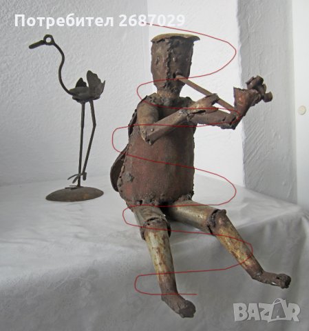 Свещник  Щраус 30 см Статуетка от старо желязо